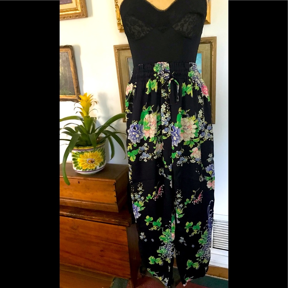 Floral, Asian, JW style lounge pants, S/M, Pool side, loungewear, fancy pants!